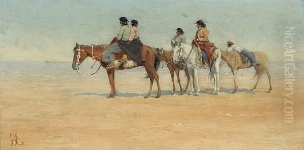 Navajo Watching Field Sports - view 1