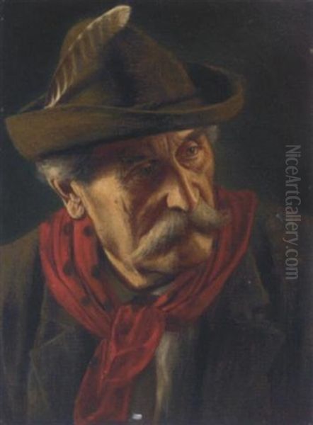 Portrait Of A Tyrolean In A Hat With A Feather - view 1