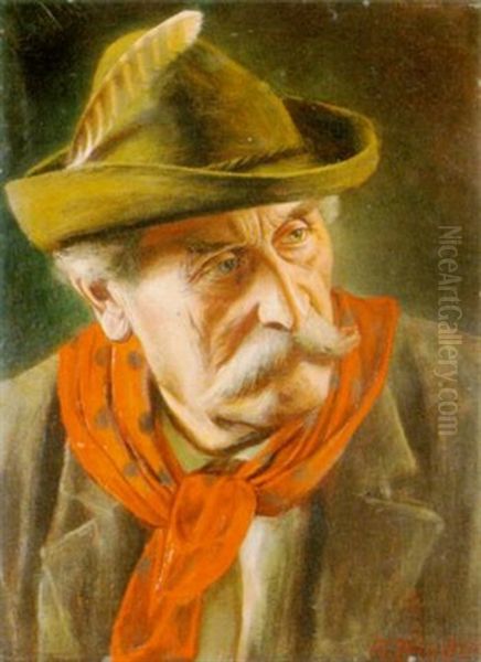 Portrat Eines Alten Mannes In Tracht Mit Rotem Halstuch - view 1
