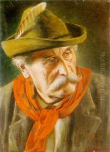 Portrat Eines Alten Mannes In Tracht Mit Rotem Halstuch