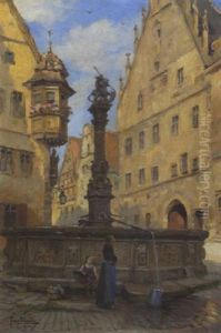 St. Georgsbrunnen In Rothenburg Ob Der Tauber by Tony Binder