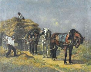 Stacking Hay by Adolphe Gustave Binet