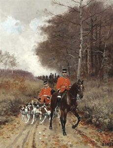 Equipage En Foret, La Riviere Saint-sauveur, Calvados by Adolphe Gustave Binet