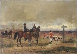 Halte Pendant La Chasse A Courre by Adolphe Gustave Binet