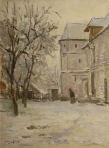 Maison Et Parc Sous La Neige by Georges Binet