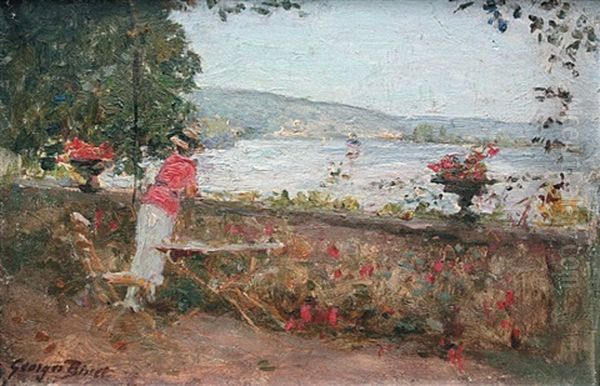 Jeune Femme Sur La Terrasse En Bord De Mer - view 1