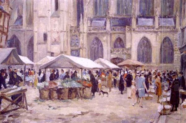 Le Marche Pres De La Cathedrale De Rouen - view 1