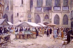 Le Marche Pres De La Cathedrale De Rouen by Georges Binet