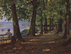 Promenade En Bord De Seine by Georges Binet