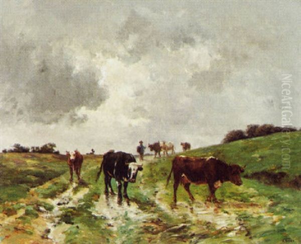 Kuhe In Landschaft Vor Einem Gewitter - view 1