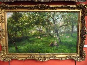Children And Lambs In An Orchard by James George Bingley