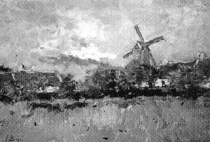 Landscape With Windmill by Frans Binje