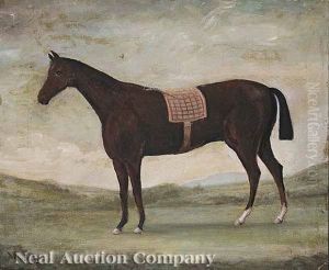 Horse With A Red Patterned Saddleblanket by Reuben Ward Binks