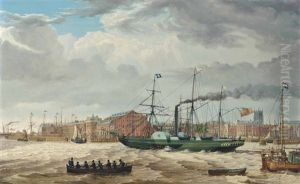 The Hull Steam Packet Co.s Paddlesteamer Victoria Proceeding Past The Hull Waterfront