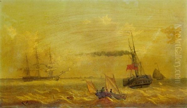 The "kingston" Upon Hull Packet Steamer In The Mouth Of The Humber - view 1