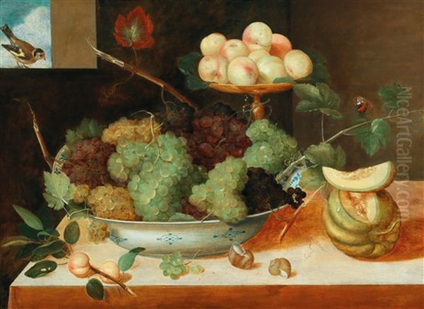 A Still Life With Grapes In A Porcelain Bowl - view 1