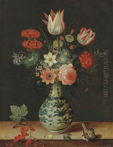 Flowers In A Wan-li Vase On A Ledge