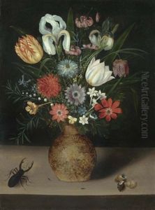 Engobevase Mit Blumen Engobevase Mit Blumen