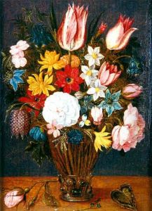 Vase De Fleurs Sur Un Entablement by Pieter Binoit