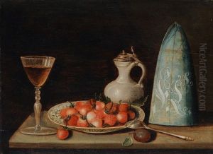 Gegenstucke: Stillleben Mit Kirschen Und Stillleben Mit Erdbeeren (pair) by Hugo Binoy