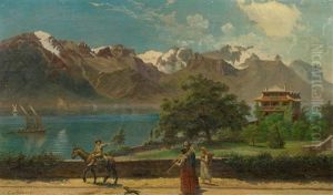 View Of Lake Geneva And The Alps by Carl (Baron) von Binzer