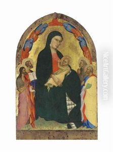 Madonna And Child Enthroned With Saint John The Baptist, Saint Peter, Saint Paul, And Saint Francis Of Assisi by Giovanni del Biondo