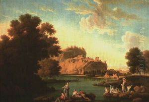 Paysage Avec Pecheurs Et Lavandieres