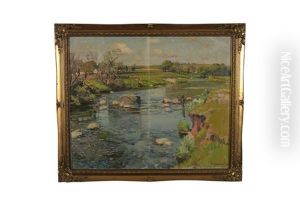 River Landscape With Figure
