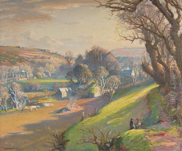 Golden Spring Evening, Lamorna Valley - view 1