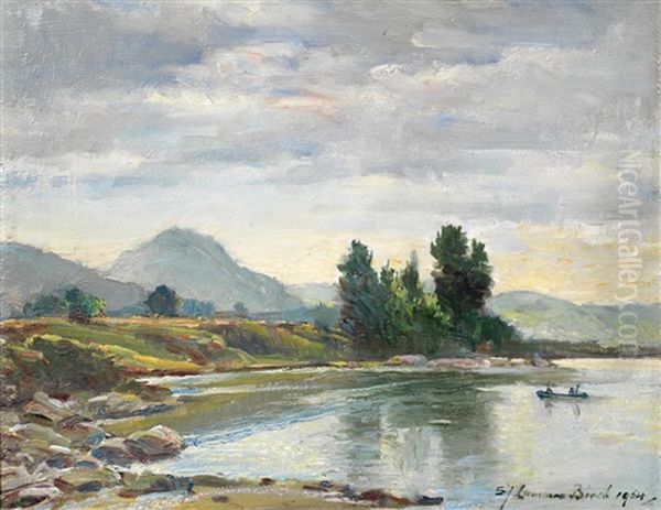 Fishermen In A River Landscape - view 1