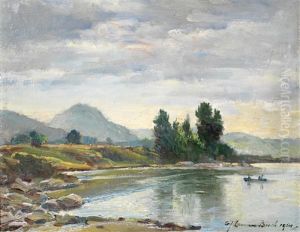 Fishermen In A River Landscape Fishermen In A River Landscape