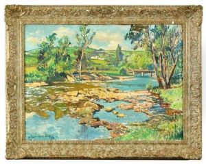 View Of Halfpenny Bridge On The River by Samuel John Lamorna Birch