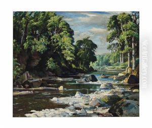 Waving Trees And Shallow Stream by Samuel John Lamorna Birch