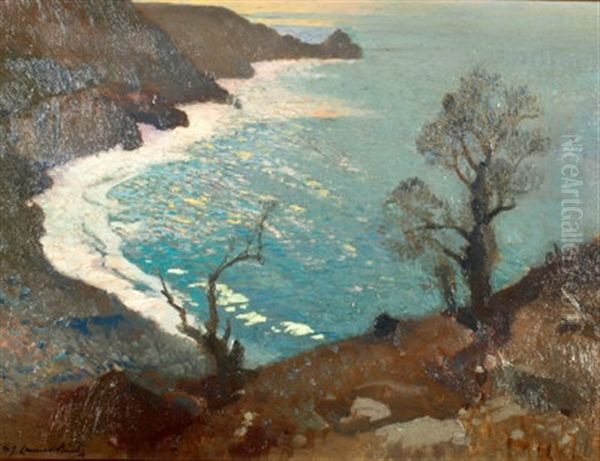Lamorna Cove, Early Moonlight - view 1