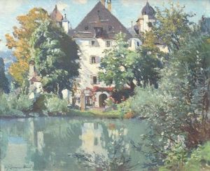 Maison Devant Un Etang by Samuel John Lamorna Birch