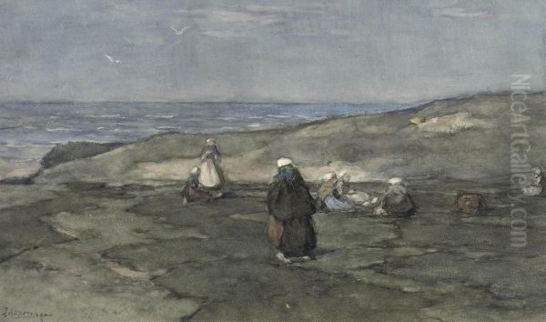 Mending The Nets In The Dunes - view 1