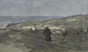 Mending The Nets In The Dunes by Johannes Evert Akkeringa