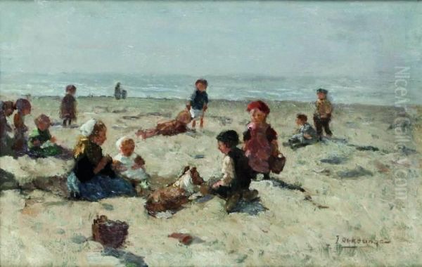 Spelende Kinderen Aan Het Strand - view 1