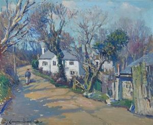 The White Cottage - The Artist's Studio, Lamorna Lane, Lamorna by Samuel John Lamorna Birch