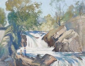 Figures By A Waterfall Figures By A Waterfall