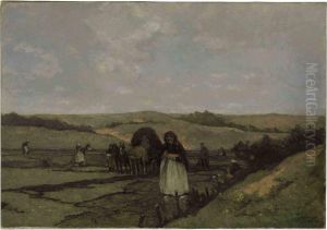 Mending The Nets In The Dunes Of Scheveningen by Johannes Evert Akkeringa