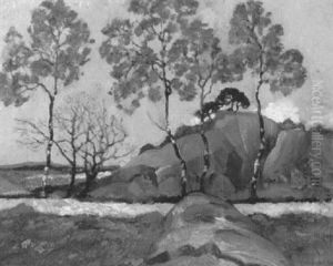 Fruhlingslandschaft Mit Birkengesaumtem Weg by Samuel John Lamorna Birch
