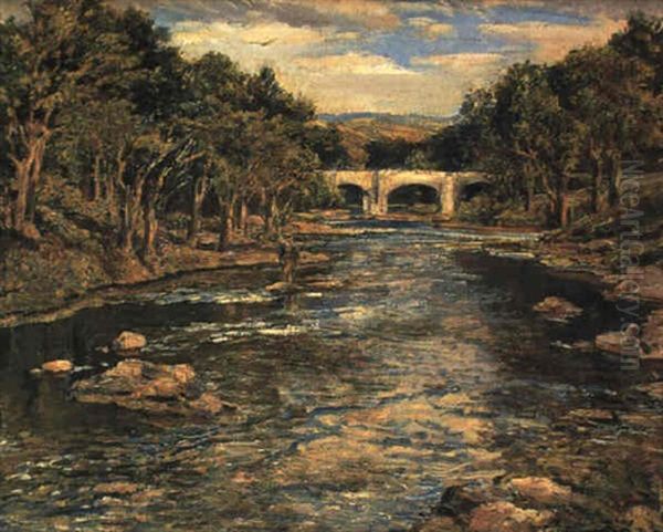 A Fisherman By A Bridge - view 1
