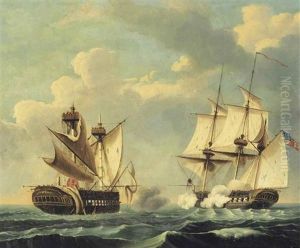 The H.m.s. Macedonian Surrendering To The U.s.s. United States Commanded By Captain Stephen Decatur by Thomas Birch
