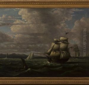 American Bark And Other Shipping Off A Coast American Bark And Other Shipping Off A Coast