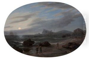 Evening Coastal Scene by Thomas Birch