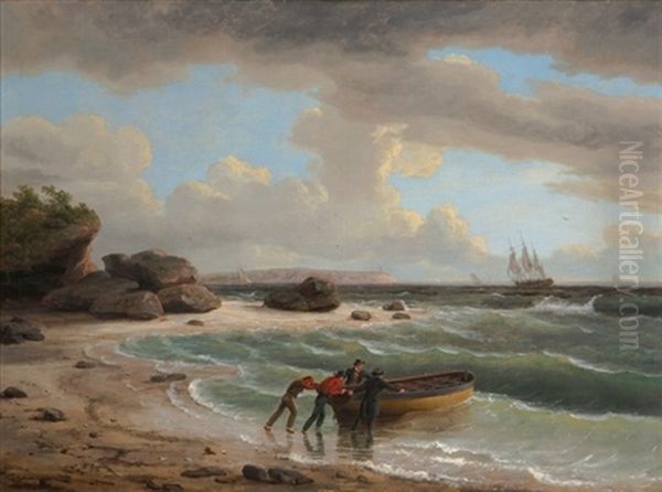 Rough Seas Off Headland (gay Head?) - view 1