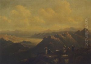 Picnic Party On Mt. Washington With A View Of Mt. Jefferson by Thomas Birch