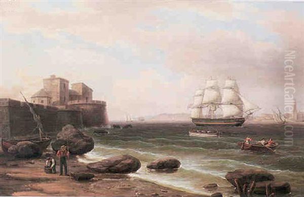 An American Merchantman Entering Harbour - view 1