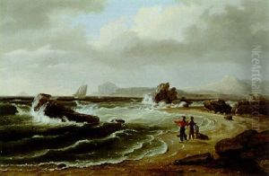 Three Figures On Shore by Thomas Birch